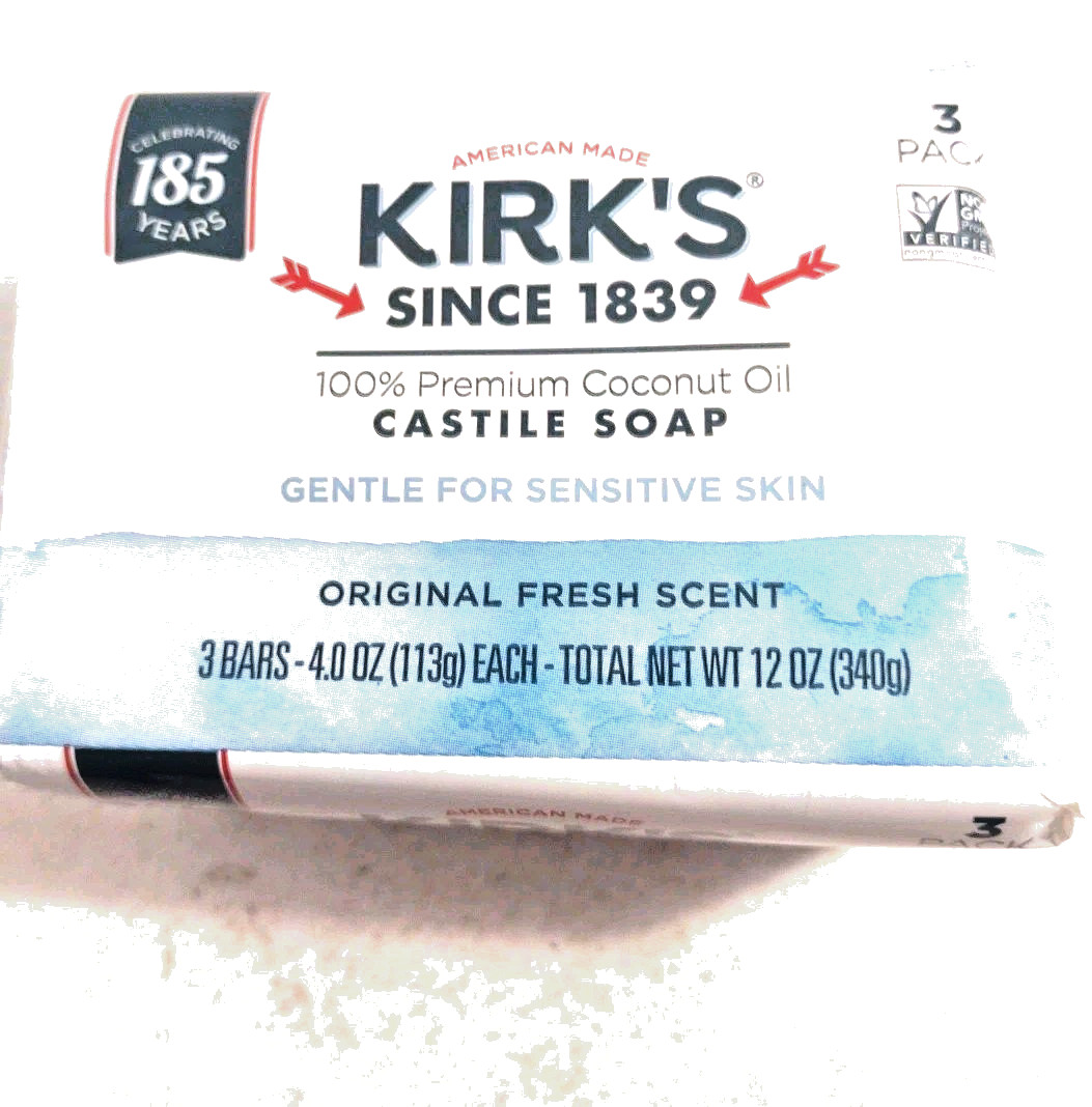 Kirk’s Original Fresh Scent Gentle Castile Soap 3 Ct 4 oz Bars D9