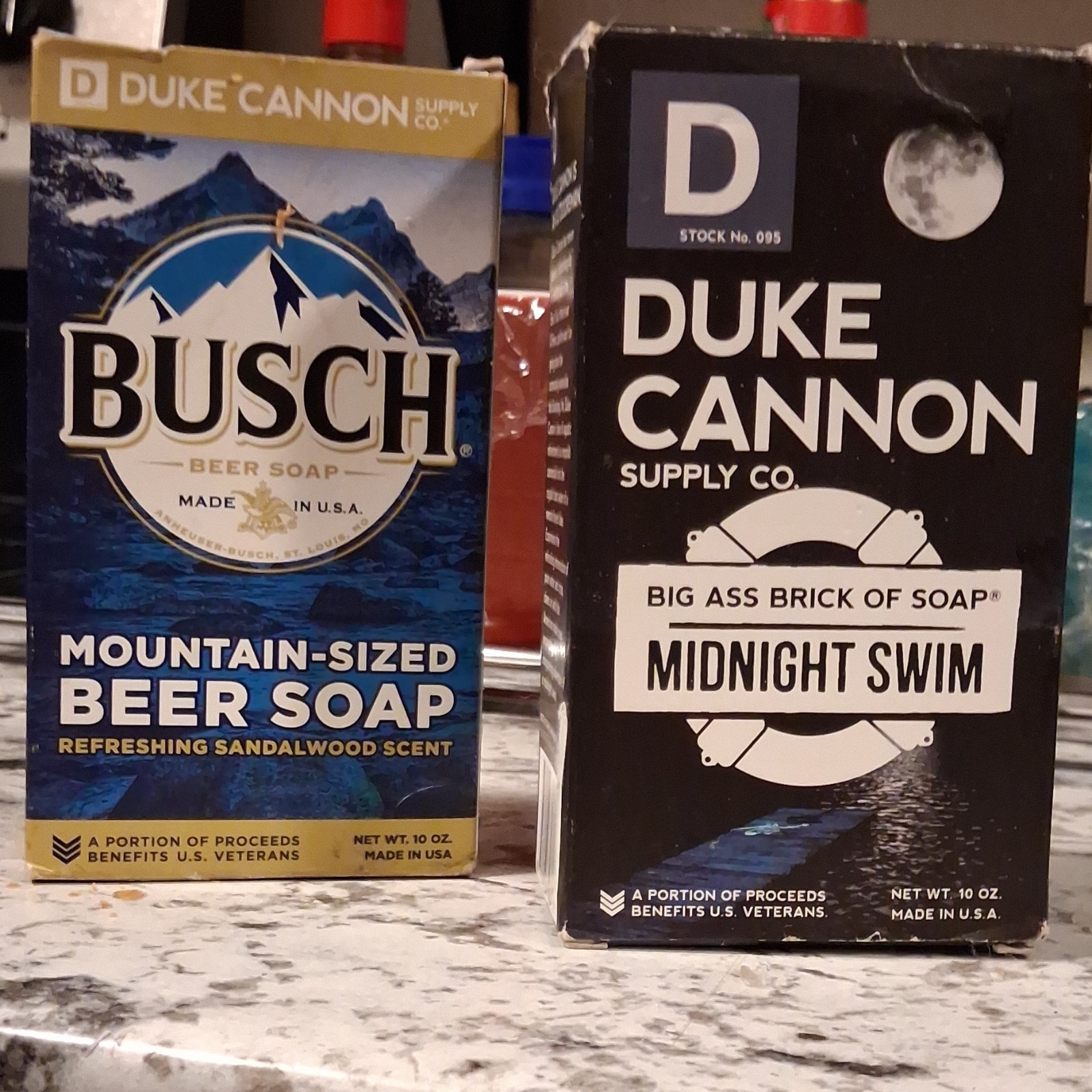 Duke Cannon Busch Mountain-Sized Beer Soap Lot 2 Sandalwood Midnight Swim 10 oz
