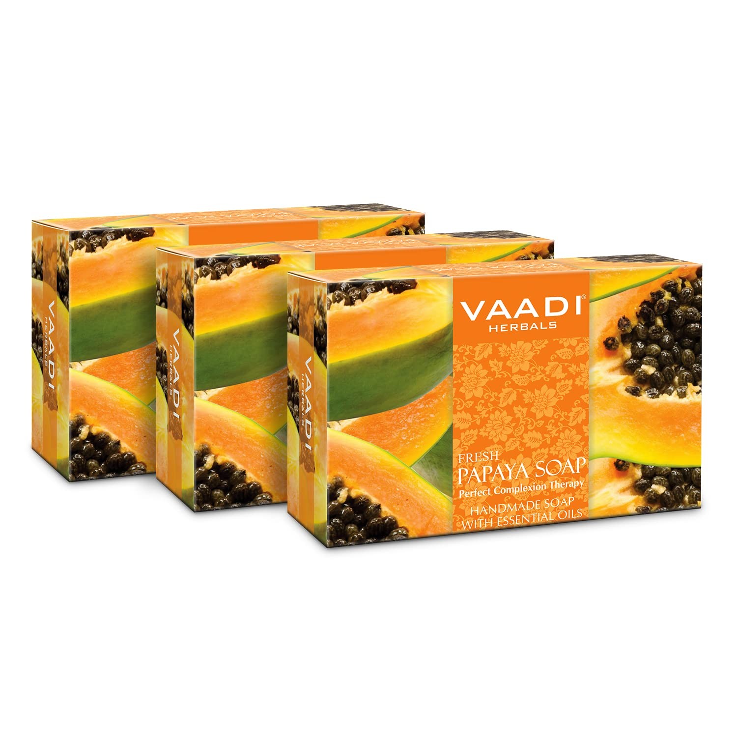 Vaadi Herbals Fresh Papaya Soap For Healthy Skin Glow 75g Each Pack Of 3
