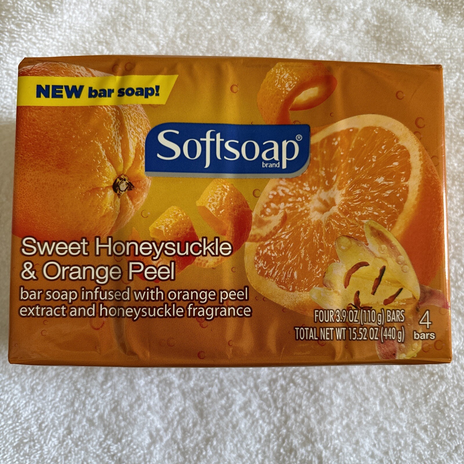 Softsoap Bar Soap Sweet Honeysuckle Orange Peel 4 Bars FACTORY SEALED!