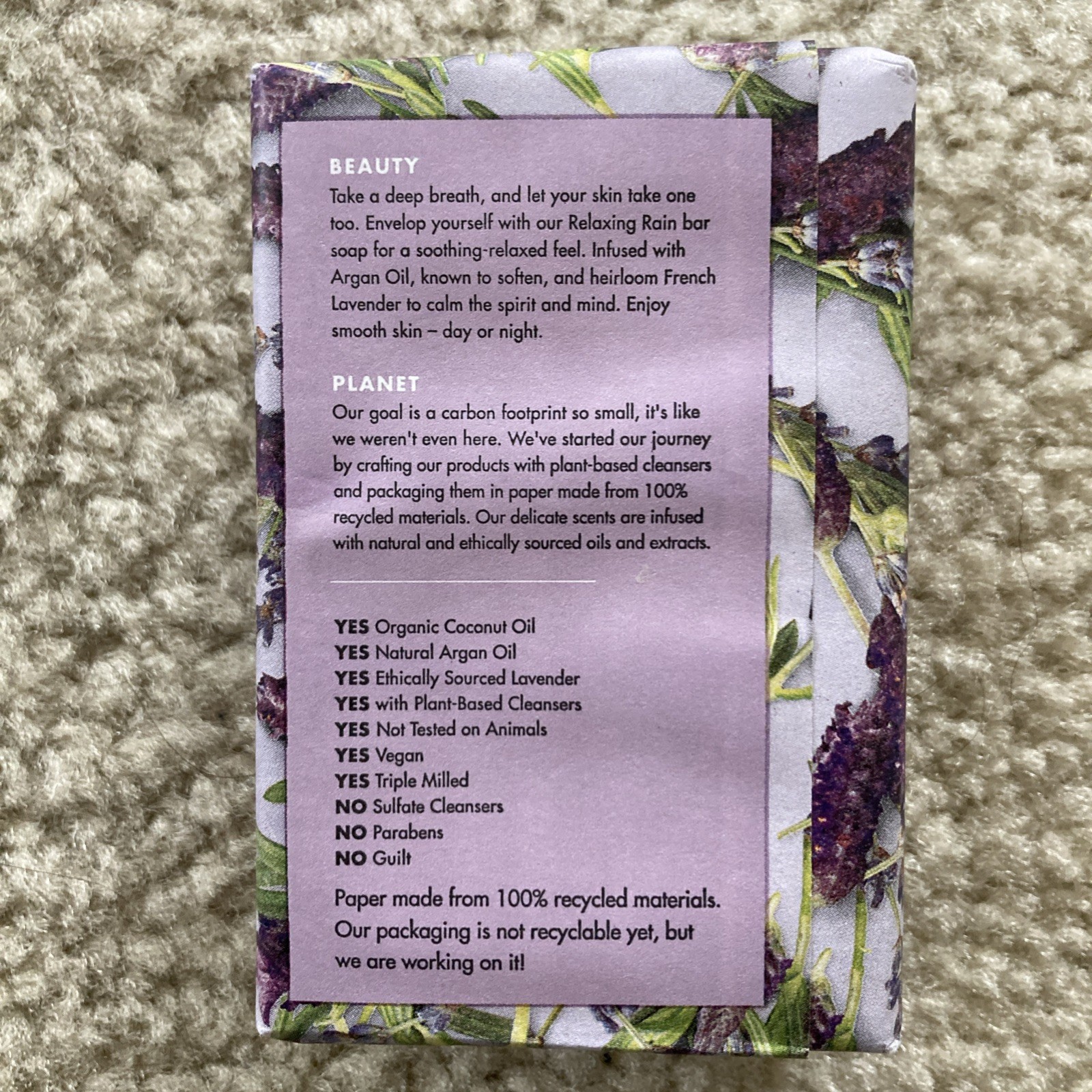 Love Beauty And Planet Argan Oil & Lavender Relaxing Rain Bar Soap