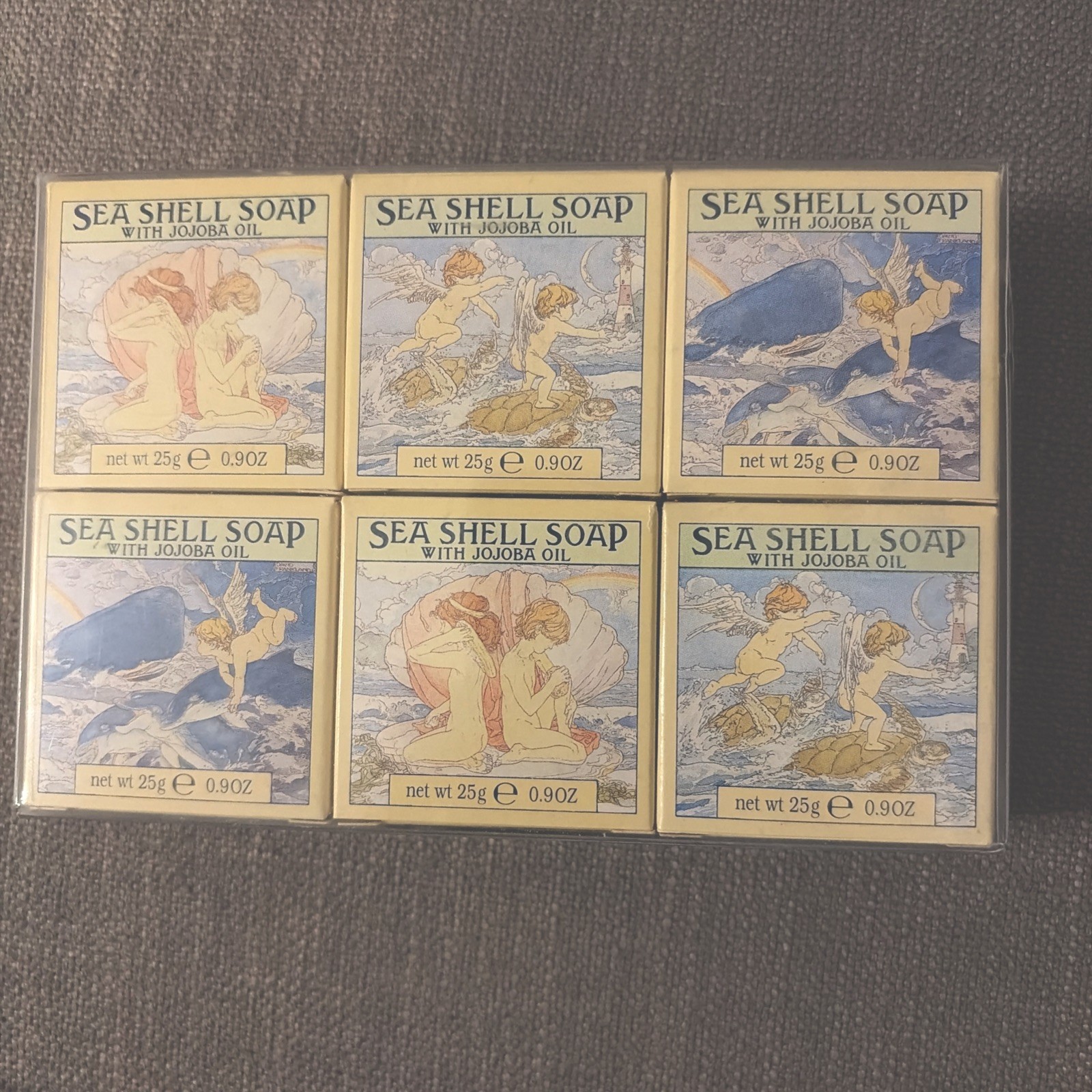 Vintage 70s Crabtree & Evelyn Sea Shell Soap Jojoba Oil Lot of 6 New Sealed