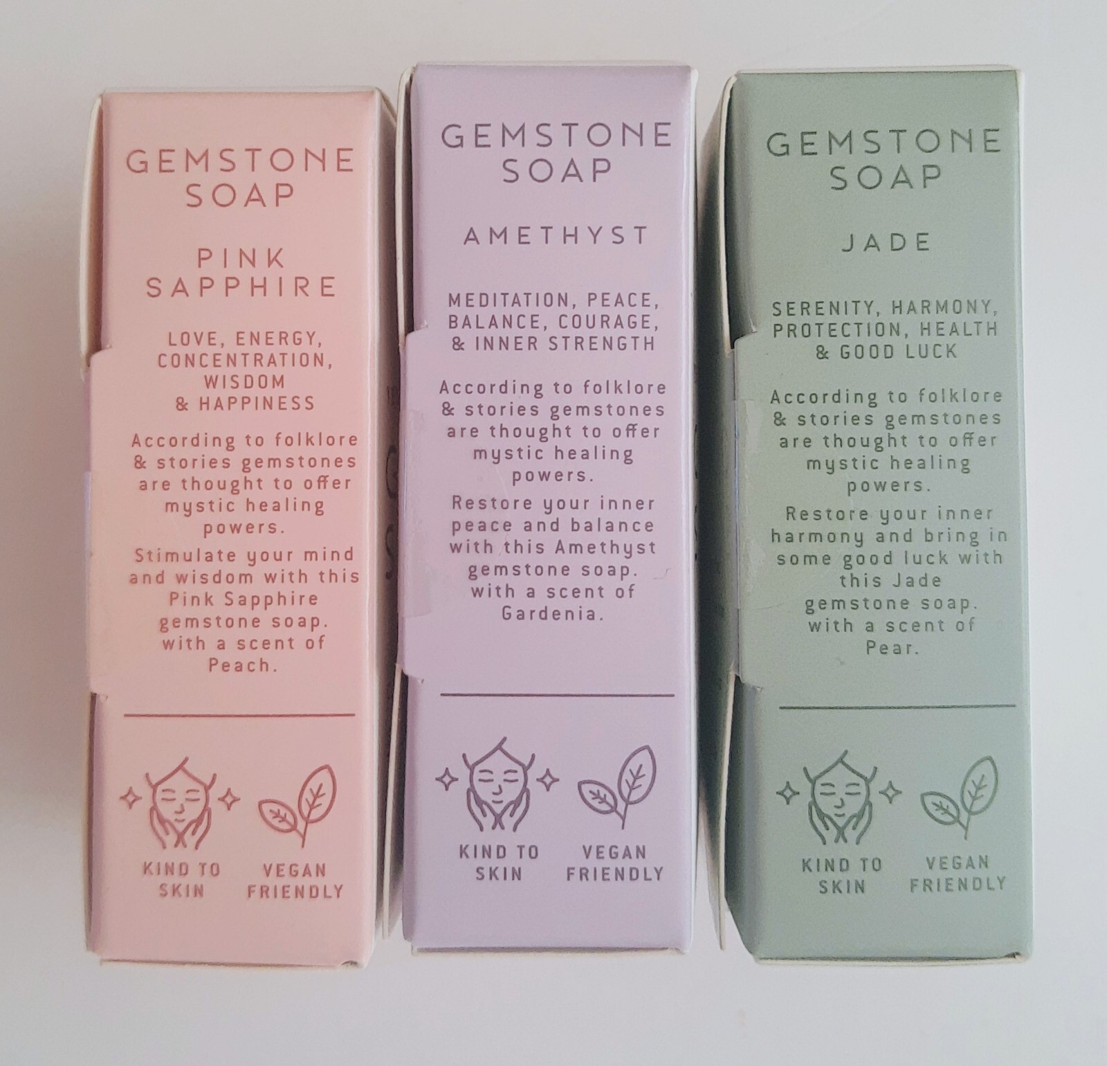 NWT Yes Studio (3) Gemstone Soaps – Pink Sapphire, Amethyst, Jade
