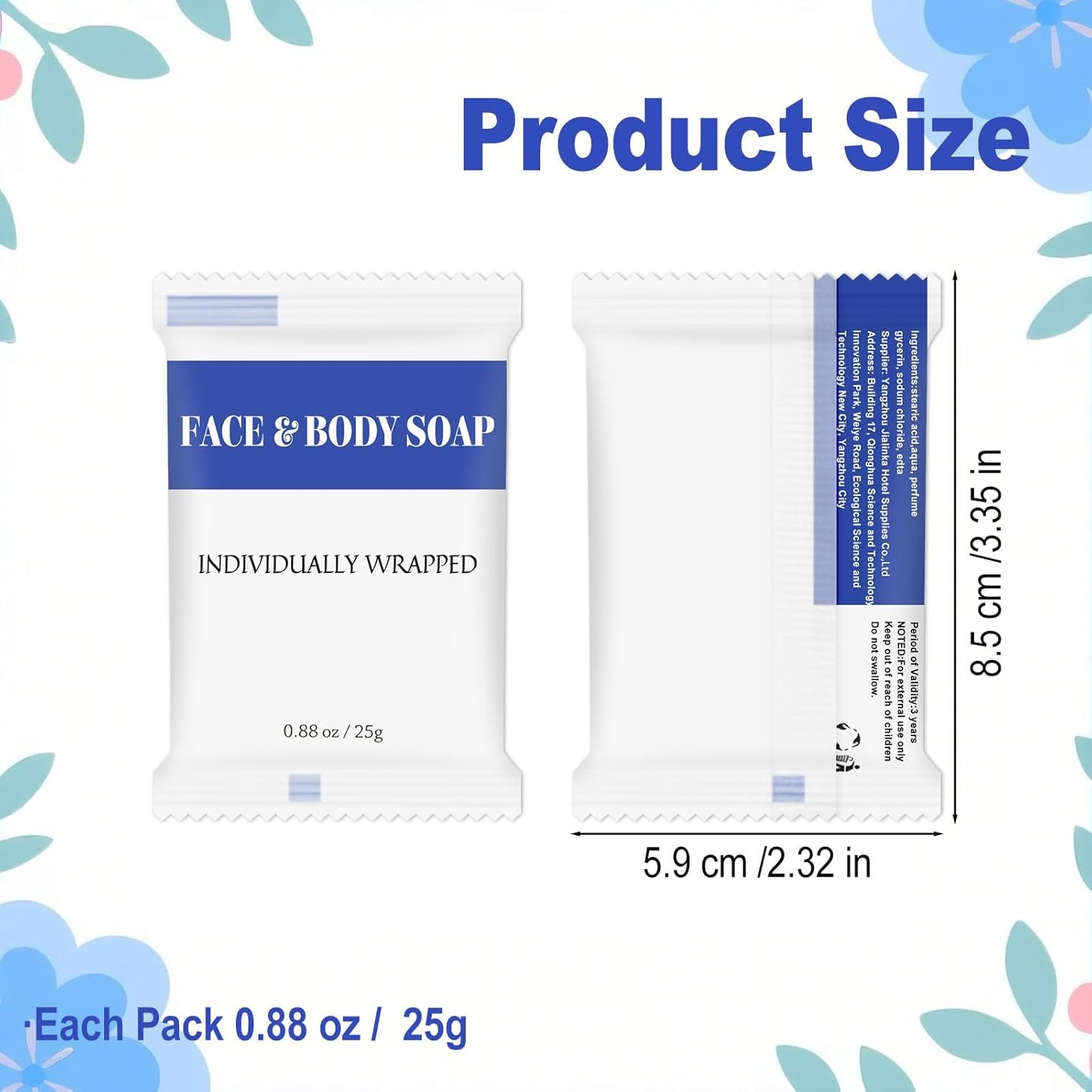 Size Bars Soap in Bulk, Individually Wrapped Mini Small Body