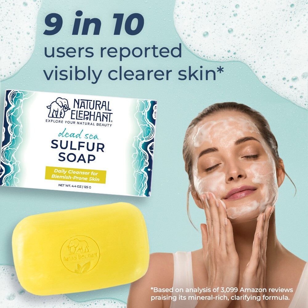 Natural Elephant Dead Sea Sulfur Soap 4.4 oz (125 g) Pack of 3
