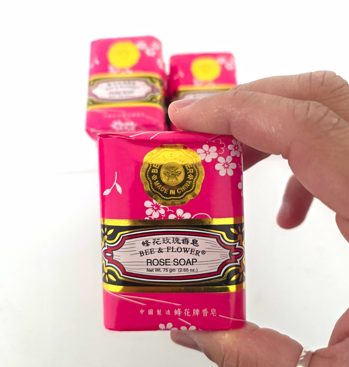 Bee & Flower Rose Body Bar Soap 2.65 oz Pink Floral Wrap Not Tested on Animals