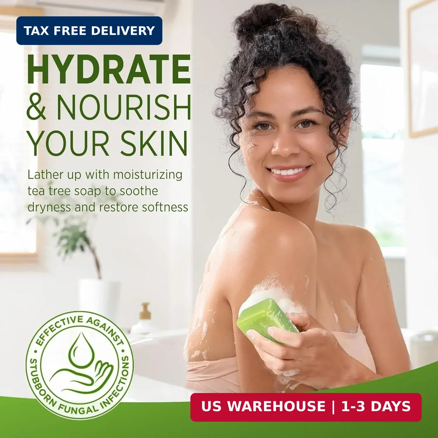 Tea Tree Soap, Relief Soap Bar Infused with Tea Tree Oil, Natural Foot & Body So