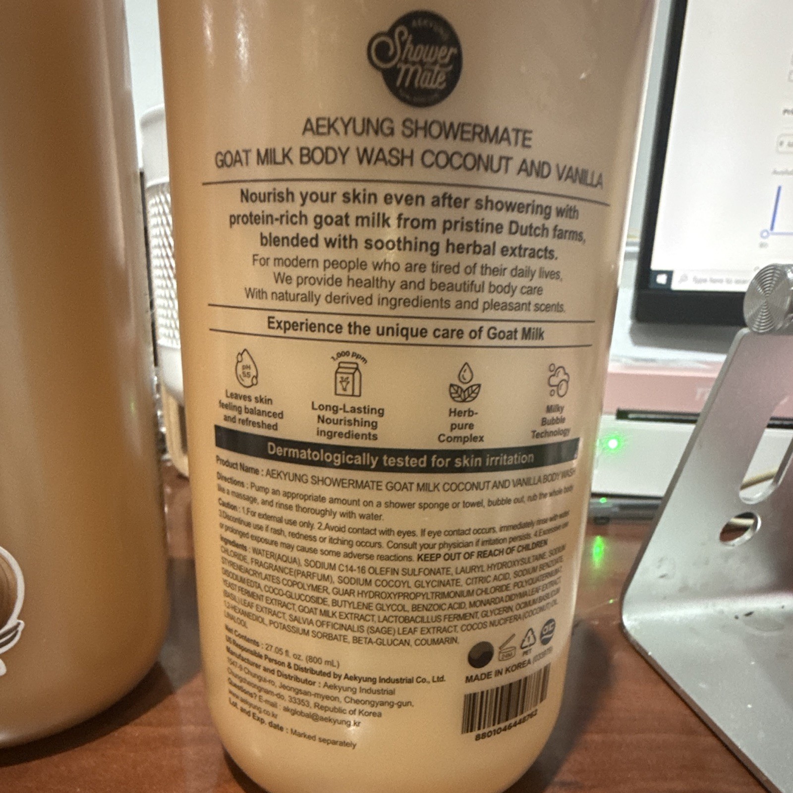 (2 pack) Shower Mate Goat Milk Hydrating Body Wash 27.05 fl oz