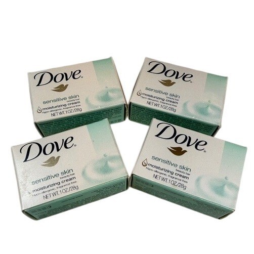 Dove Beauty Bar Sensitive Skin White Fragrance Free 4 Pack 1oz Travel Size