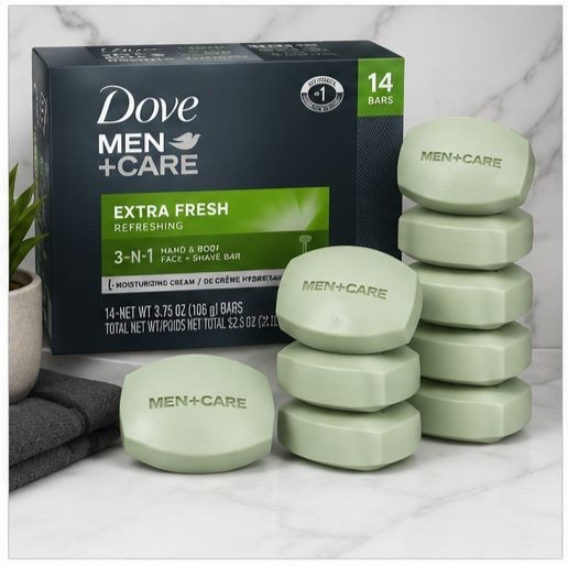 Dove Men+Care Extra Fresh Bar Soap 3-in-1 14 Bars 3.75 oz Body Face Shave