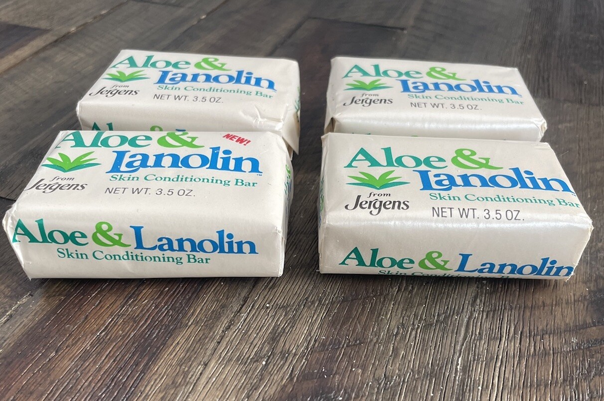 Lot Of 4 Jergens Aloe & Lanolin Skin Conditioning Bar Soap 3.5 oz Bar NEW Prop