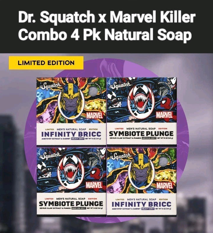 Dr Squatch x Marvel Thanos & Venom 4-Pk