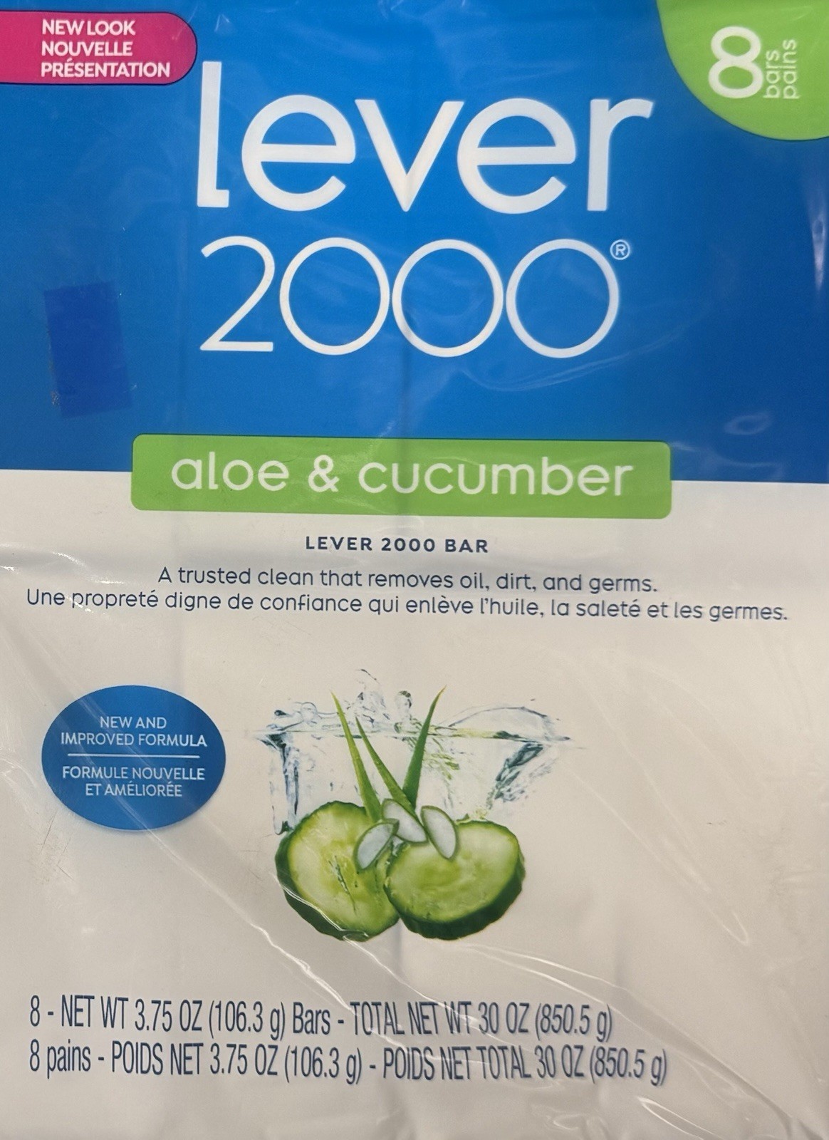 Lever 2000 Aloe & Cucumber Soap Bar ~ 8 Bars @ 3.75 oz Each