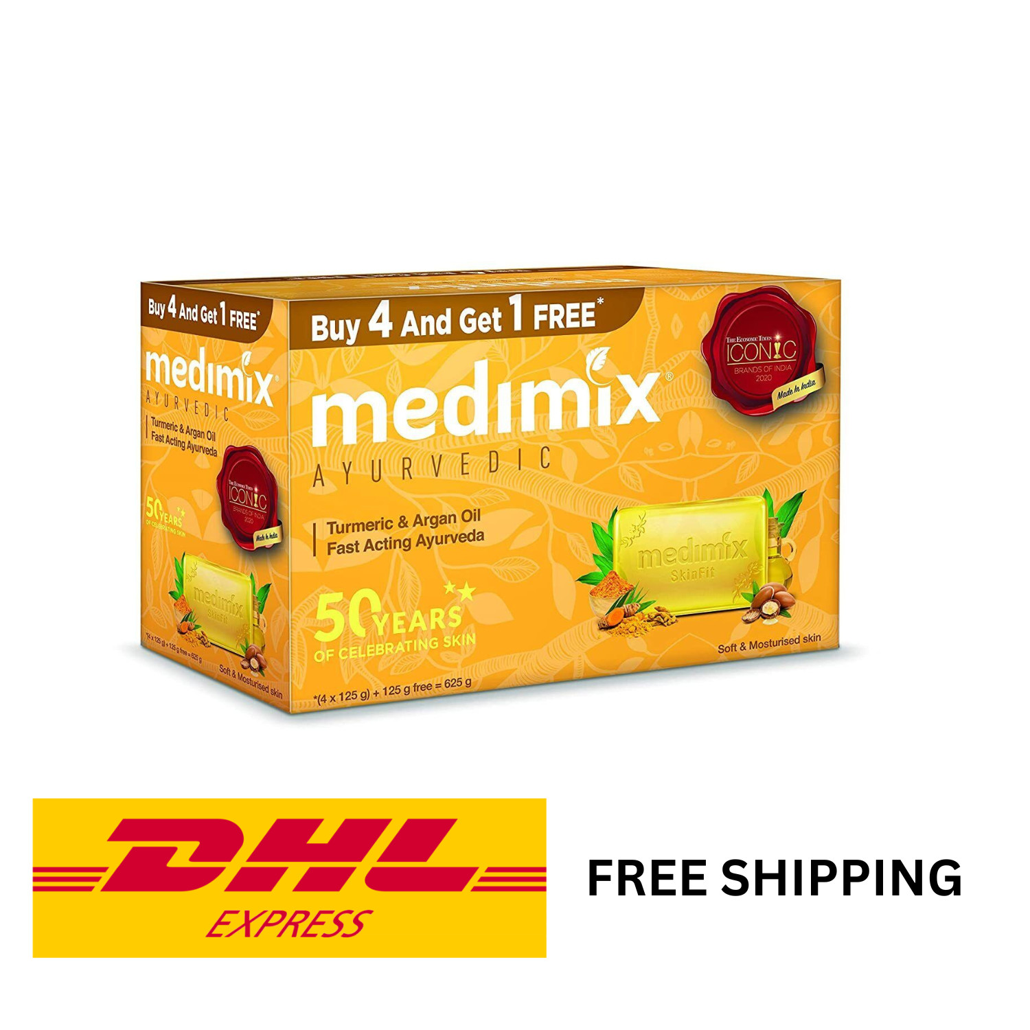 ( NEW ) 5 pcs Medimix Ayurvedic Turmeric & Argan Oil Soap (125gm)