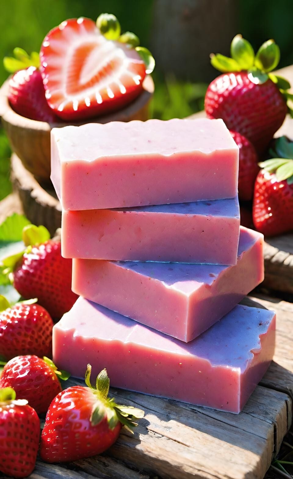 Strawberry Handmade Organic Soap Bar Natural Oil Wonderful Scent Premium Body