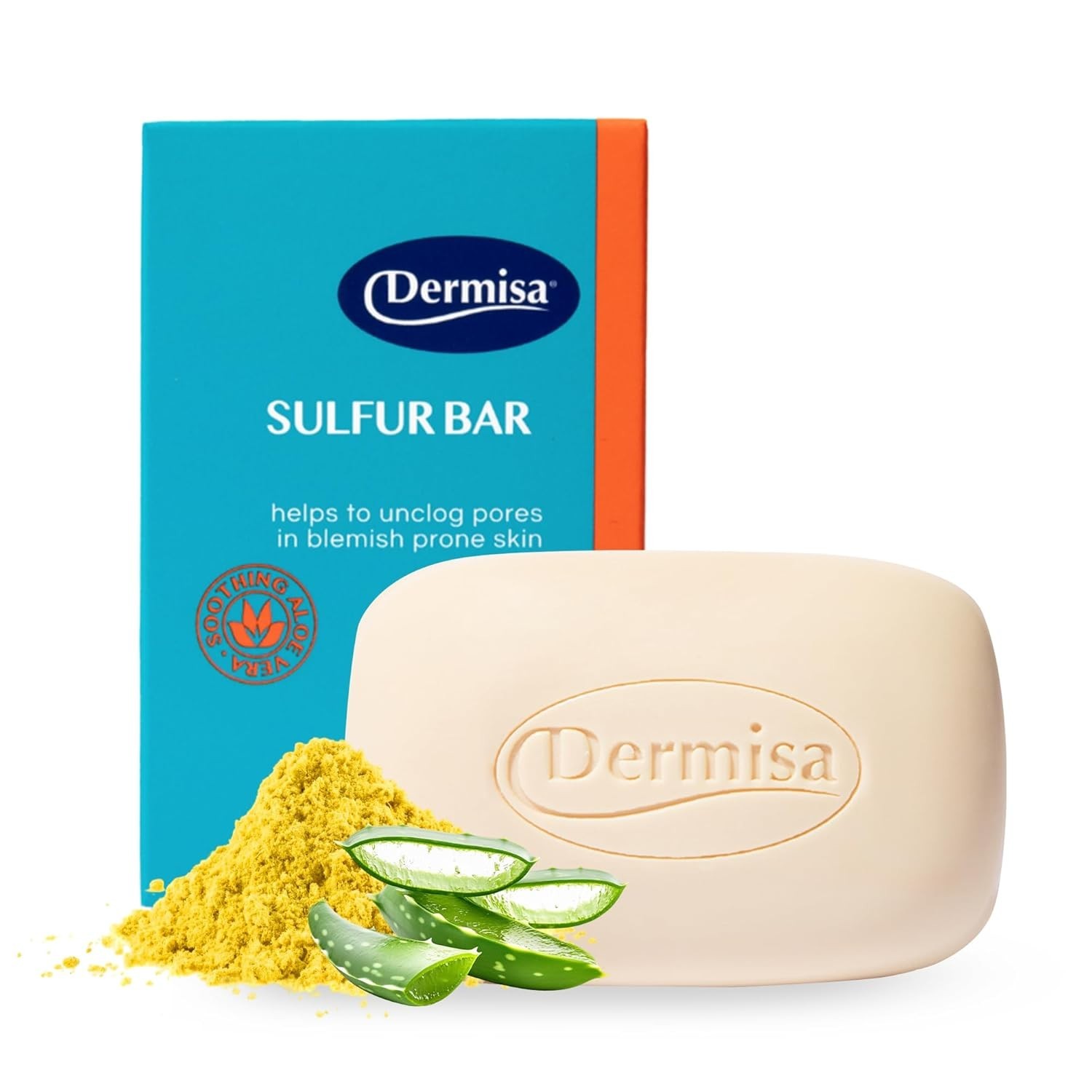 Sulfur Bar Soap with Aloe Vera, Helps to Cleanse Oily Acne-Prone Skin and Unc…