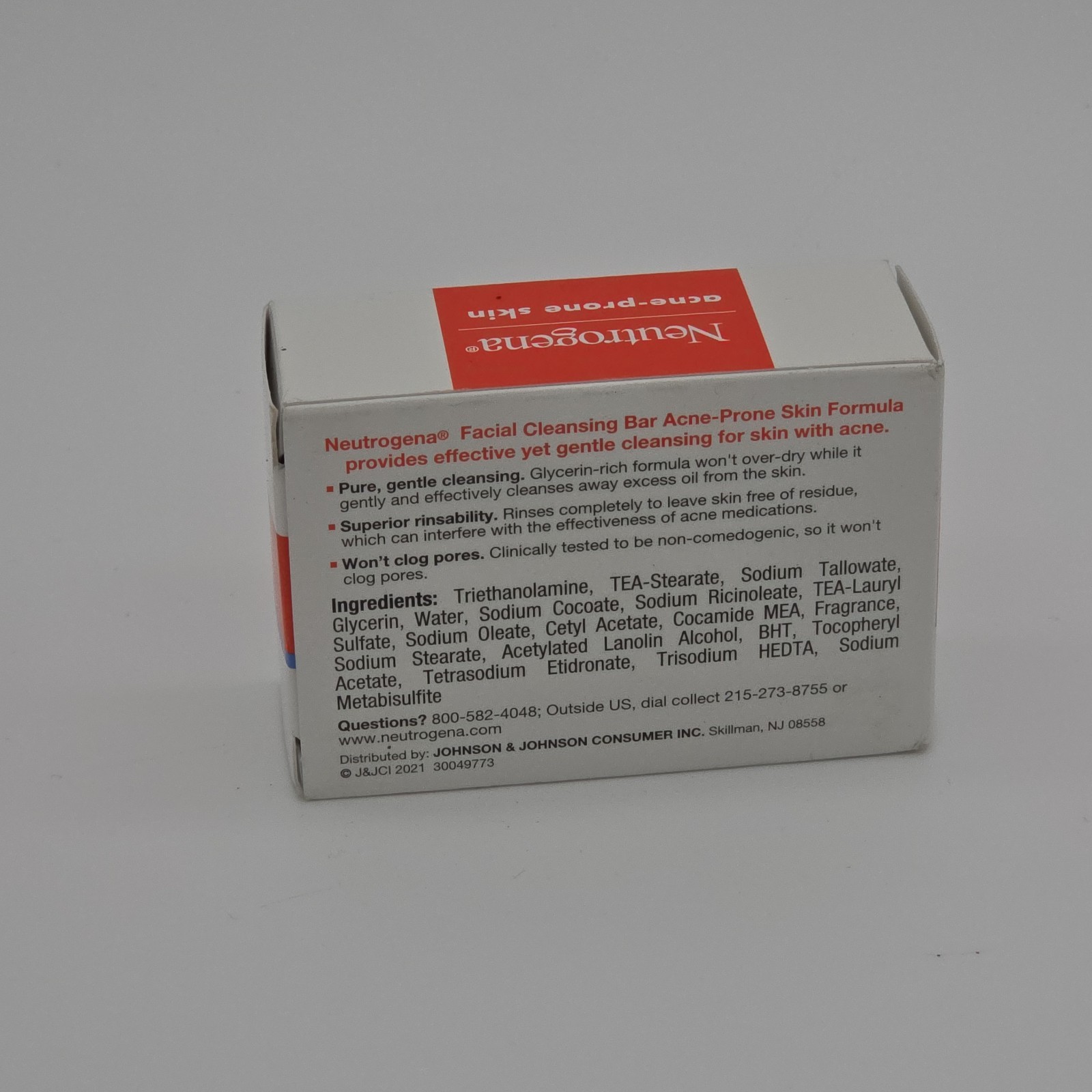 Neutrogena Transparent Facial Bar Soap Non-Comedogenic Acne-Prone Skin 3.5 oz