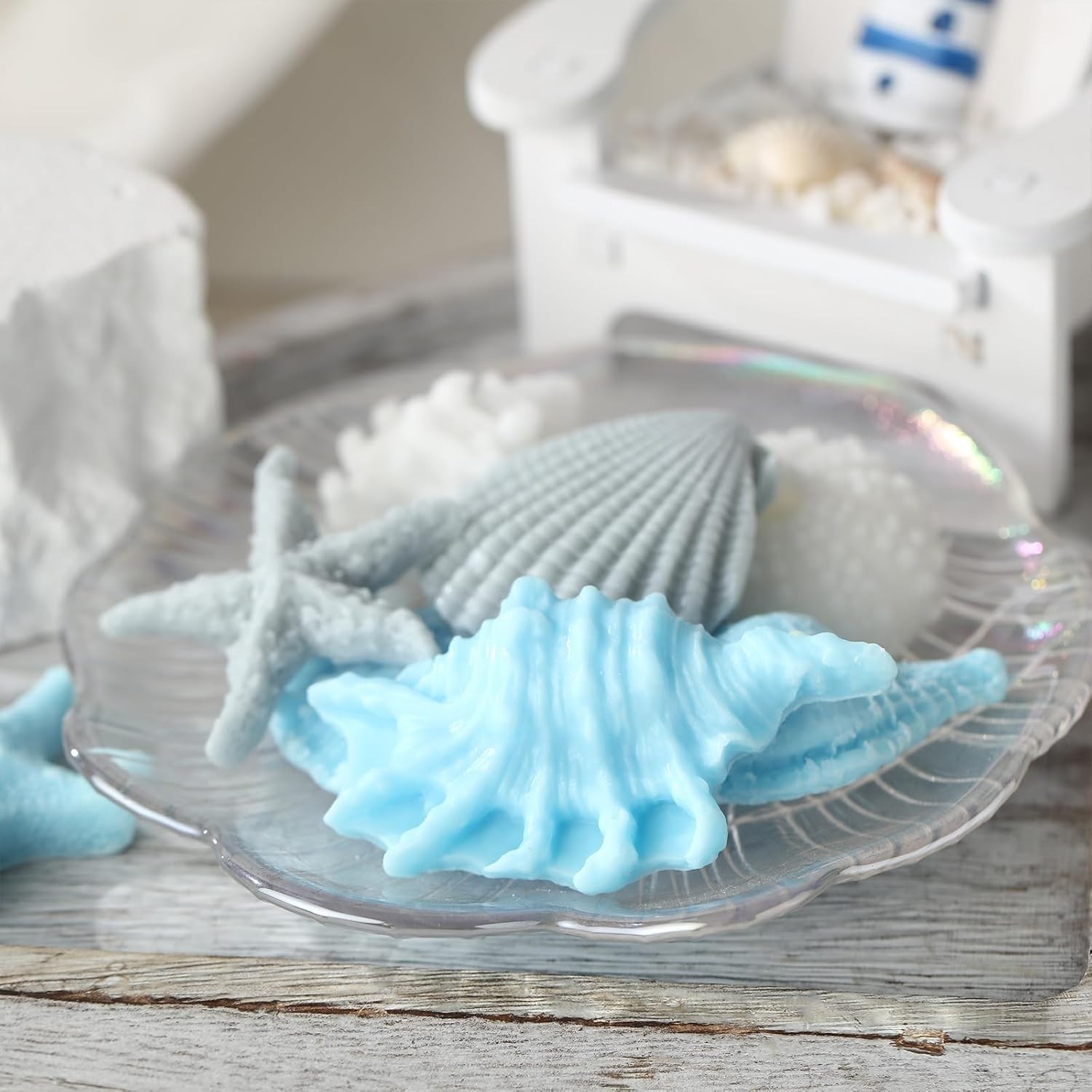 Sea Glass Soap Decor Seashell Ocean Beach Nautical Wedding Party Favors 2pcs