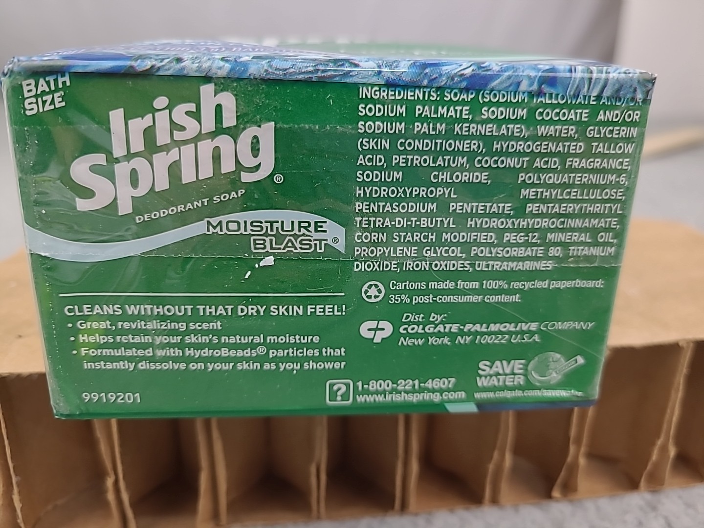 Irish Spring Bar Soap for Men, Moisture Blast No Flaxseed 3 Bars 3.75 Oz Each