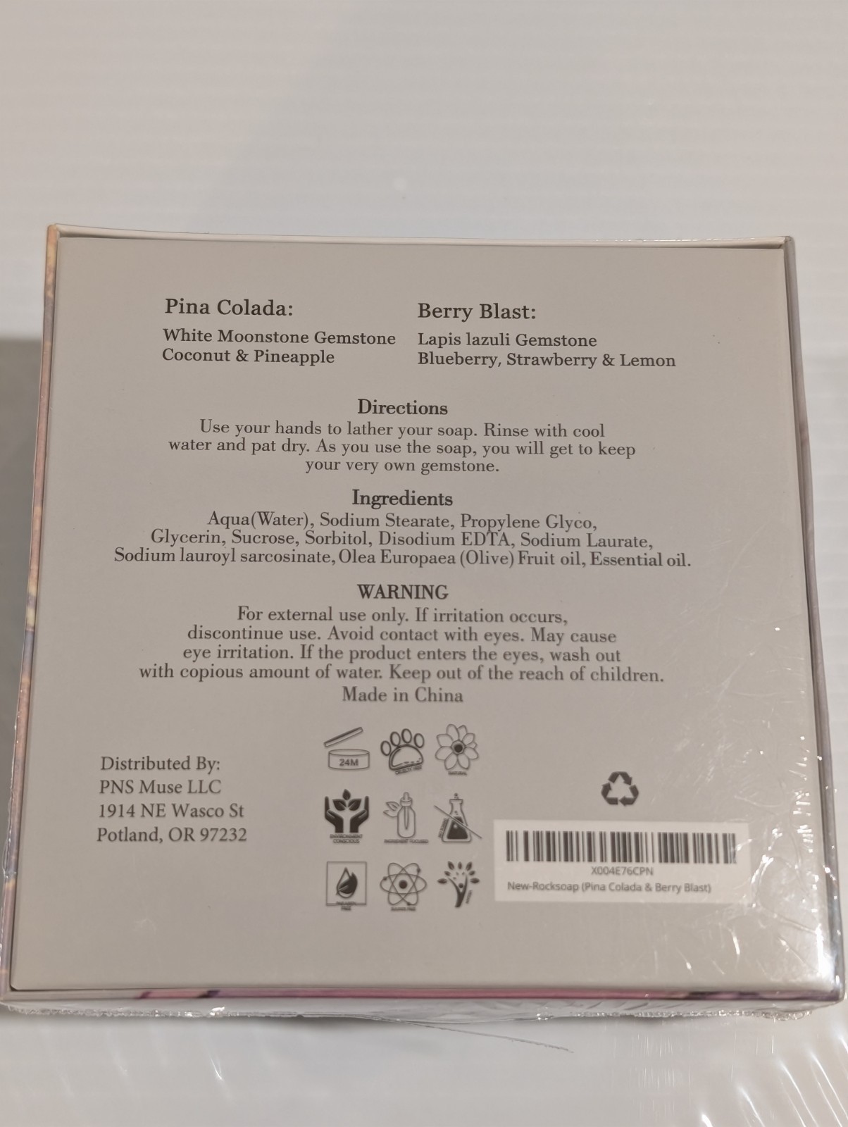Earth & Home Gemstone Soaps w Real Crystals Inside Berry & Pina Colada New In Bo