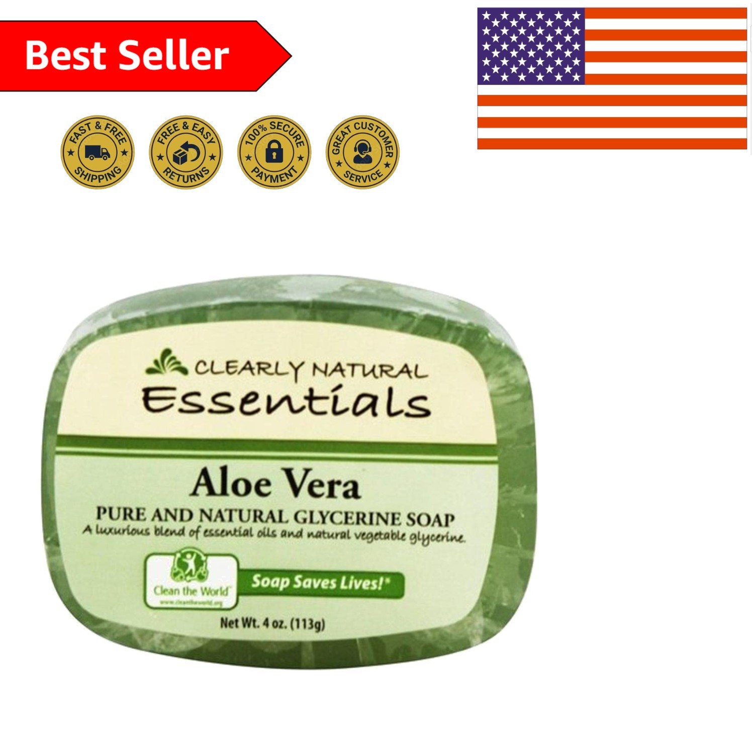Gentle Aloe Vera Soap 4 oz – Organic Glycerine for Sensitive Skin Care