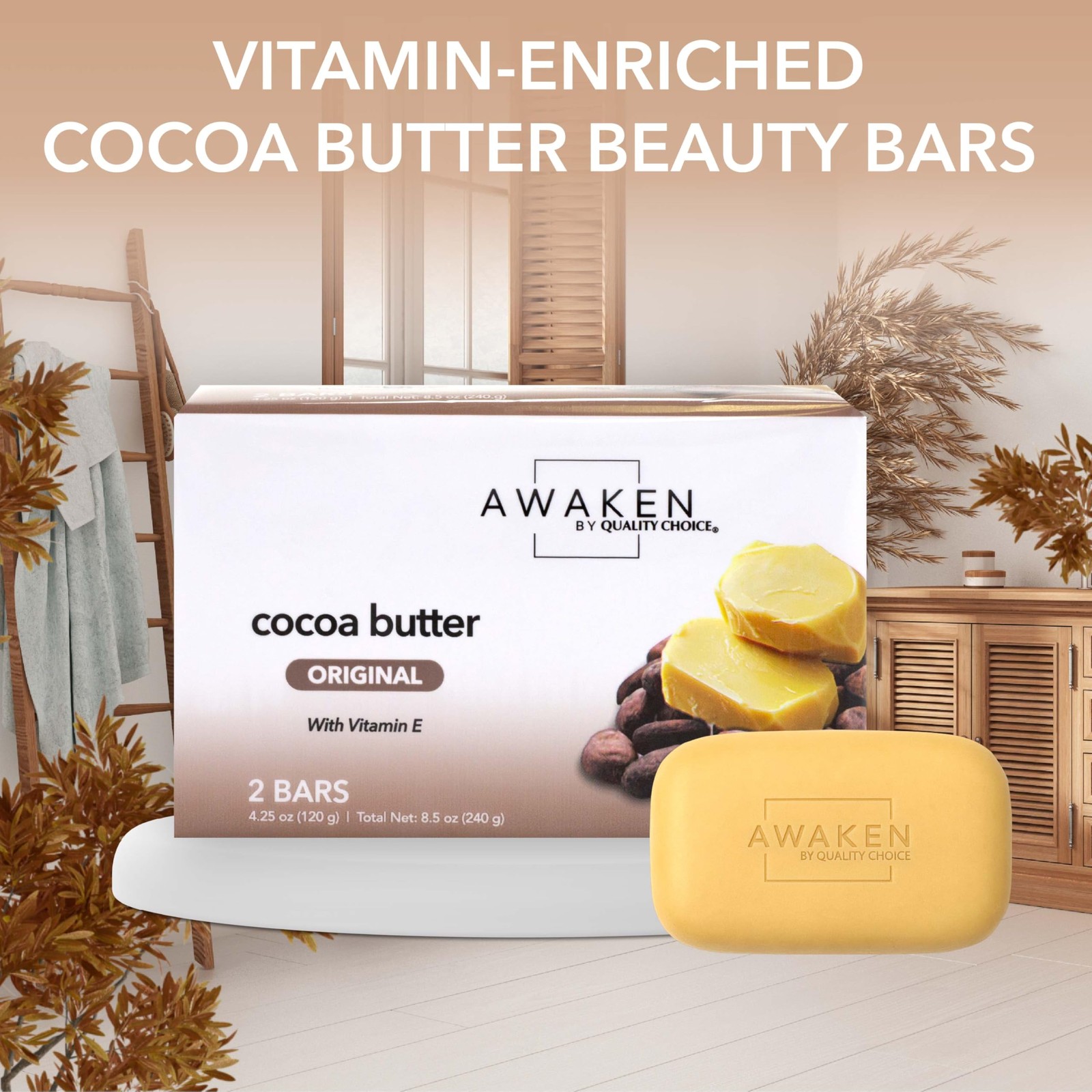 Cocoa Butter Bar Soap Vitamin E Moisturizing Body Face Cleanser Gentle Daily