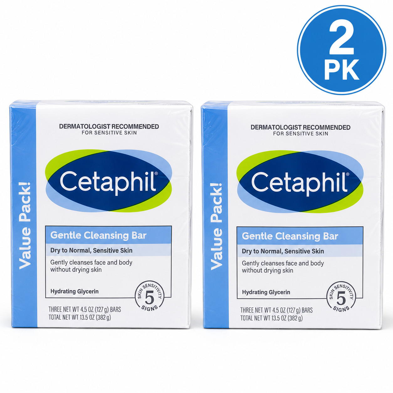 Cetaphil Gentle Cleansing Bar for Dry to Normal Sensitive Skin 4.5 oz 3 Ct 2 Pk