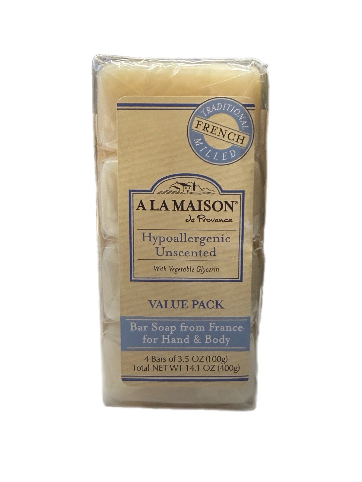 A La MAISON Hypoallergenic Unscented Bar Soap – 3.5 oz. each – 8 BARS TOTAL
