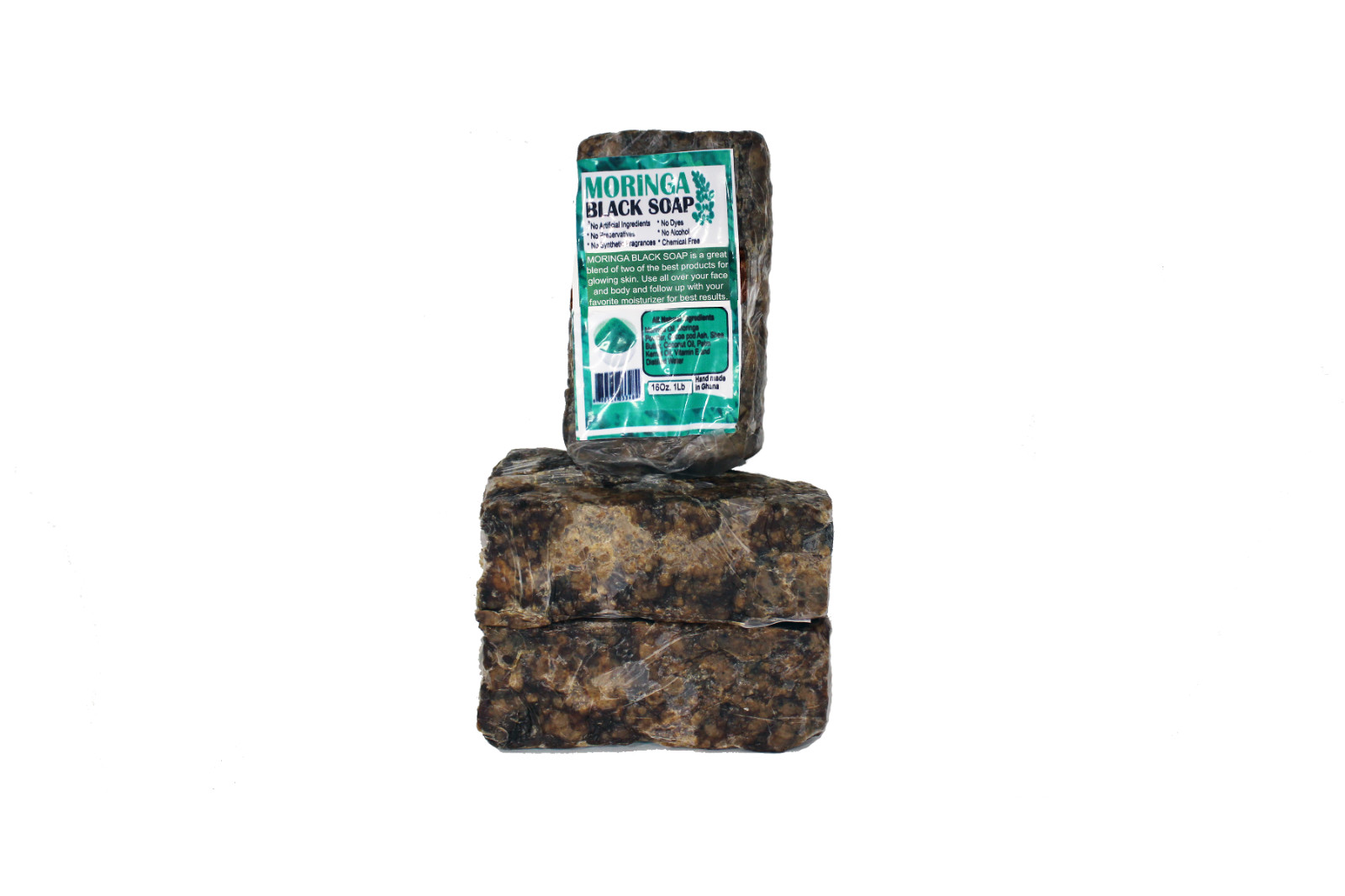Black Soap with Moringa Vegan Organic 100% Natural from Ghana Approximately 16oz
