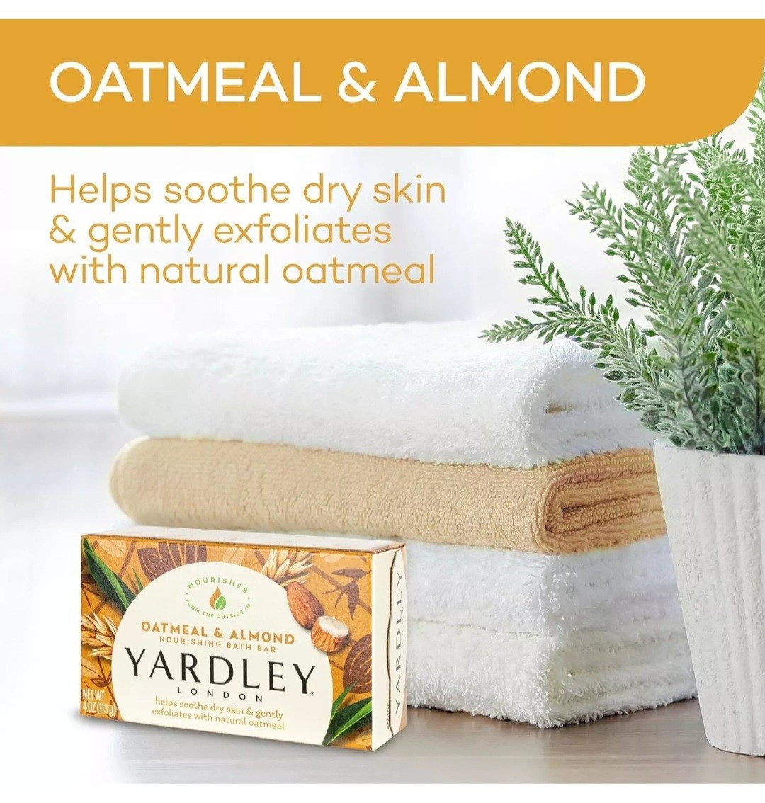 § YARDLEY LONDON (2-BARS) 4.0 Oz. 🟤🫧 ●OATMEAL & ALMOND● 🫧 ≈NOURISHING≈ Bars.