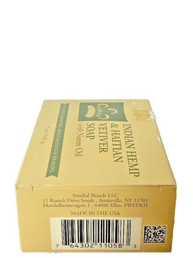 Nubian Heritage Indian Hemp & Haitian Vetiver Soap with neem Oil 5 oz/141g