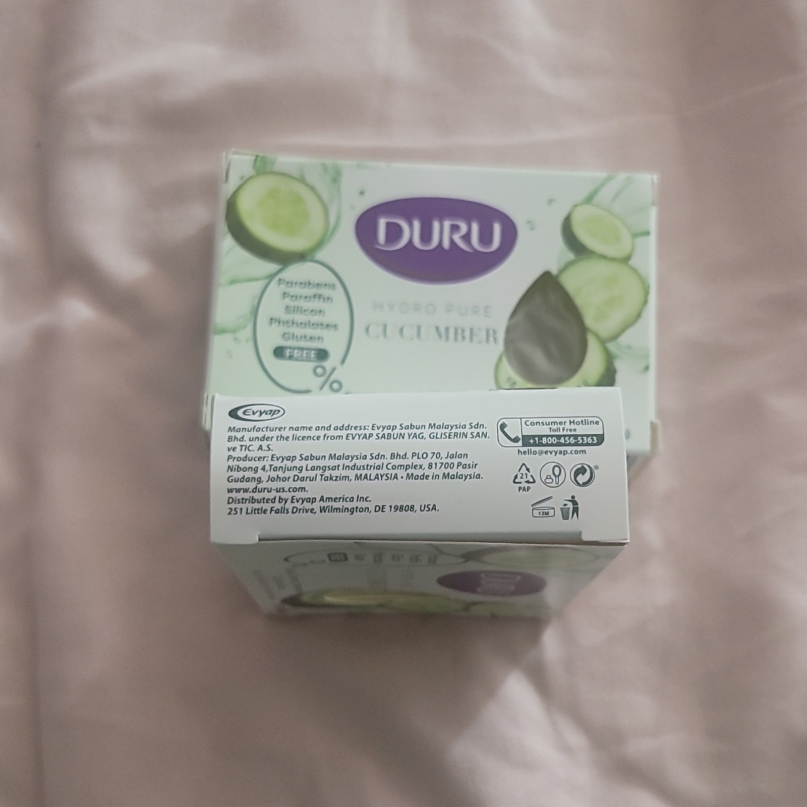 Duru Hydro Pure Cucumber Gentle Paraben-Free Vegan Transparent Bar Soap 3.75 oz