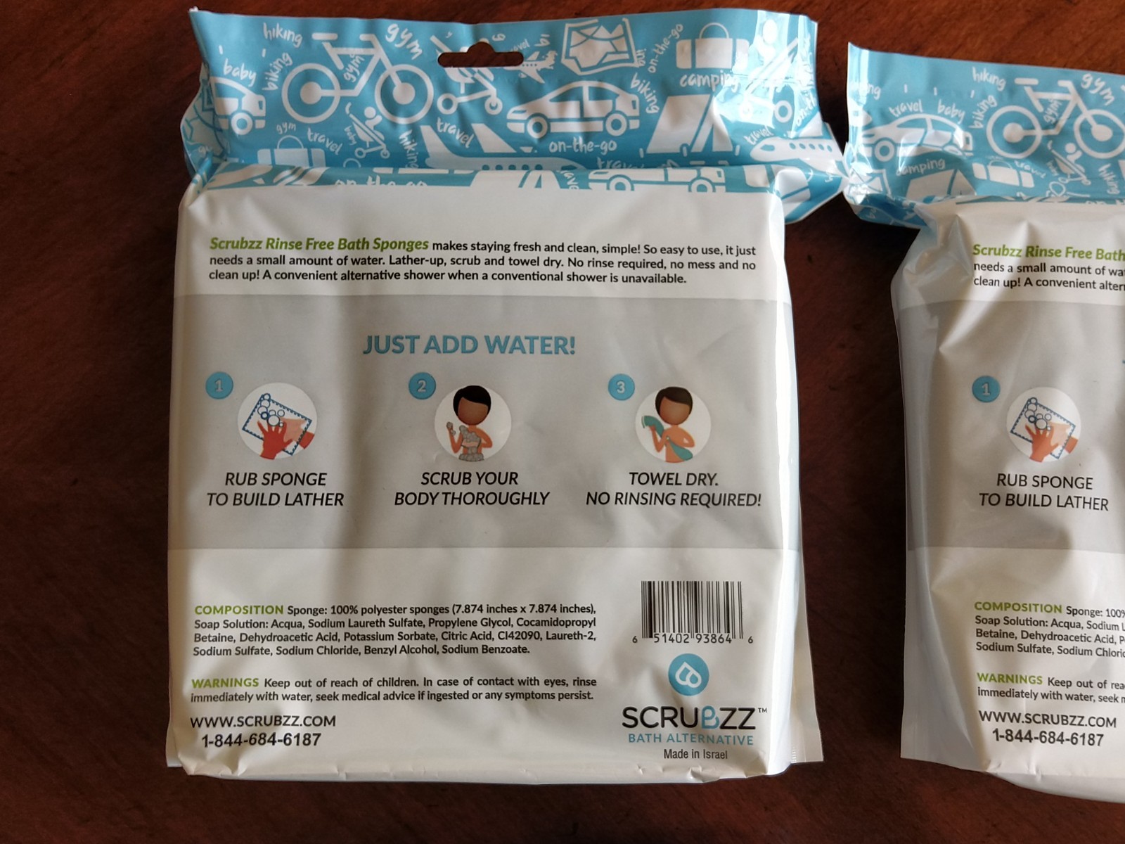 Scrubzz Disposable Rinse Free Bathing Wipes- All-in-1 Single Use-4 X 25=100