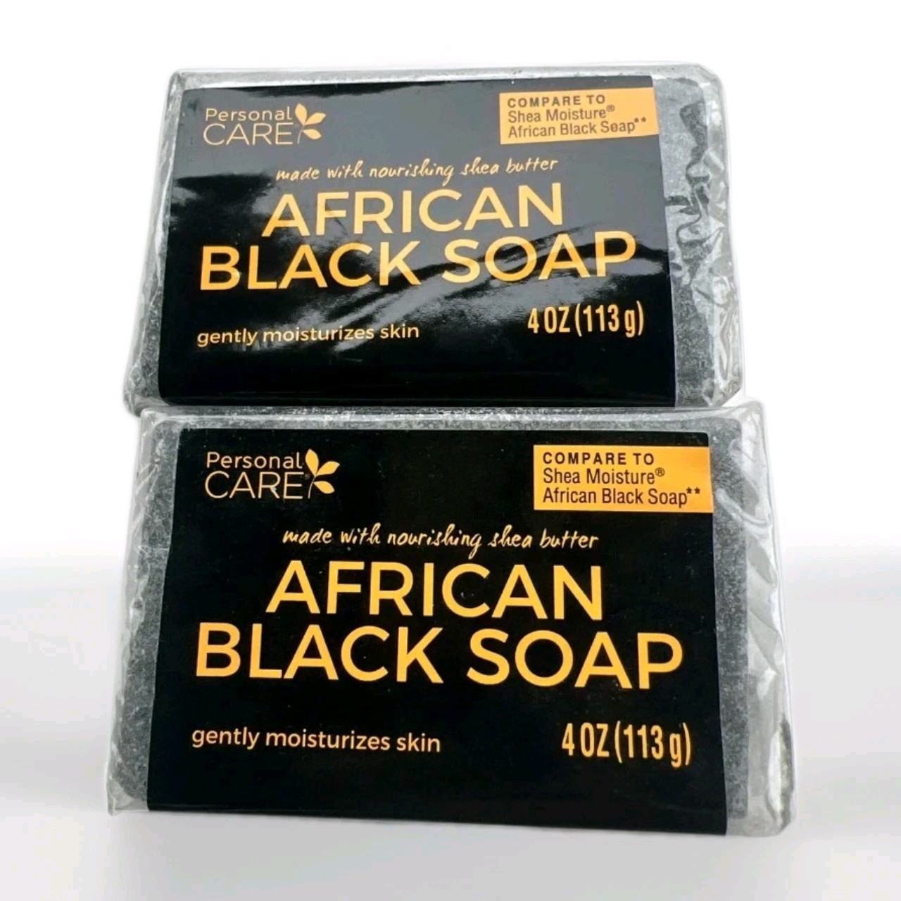 2 Bars African Black Soap by Personal Care with Shea Butter 4 oz Moisturizing