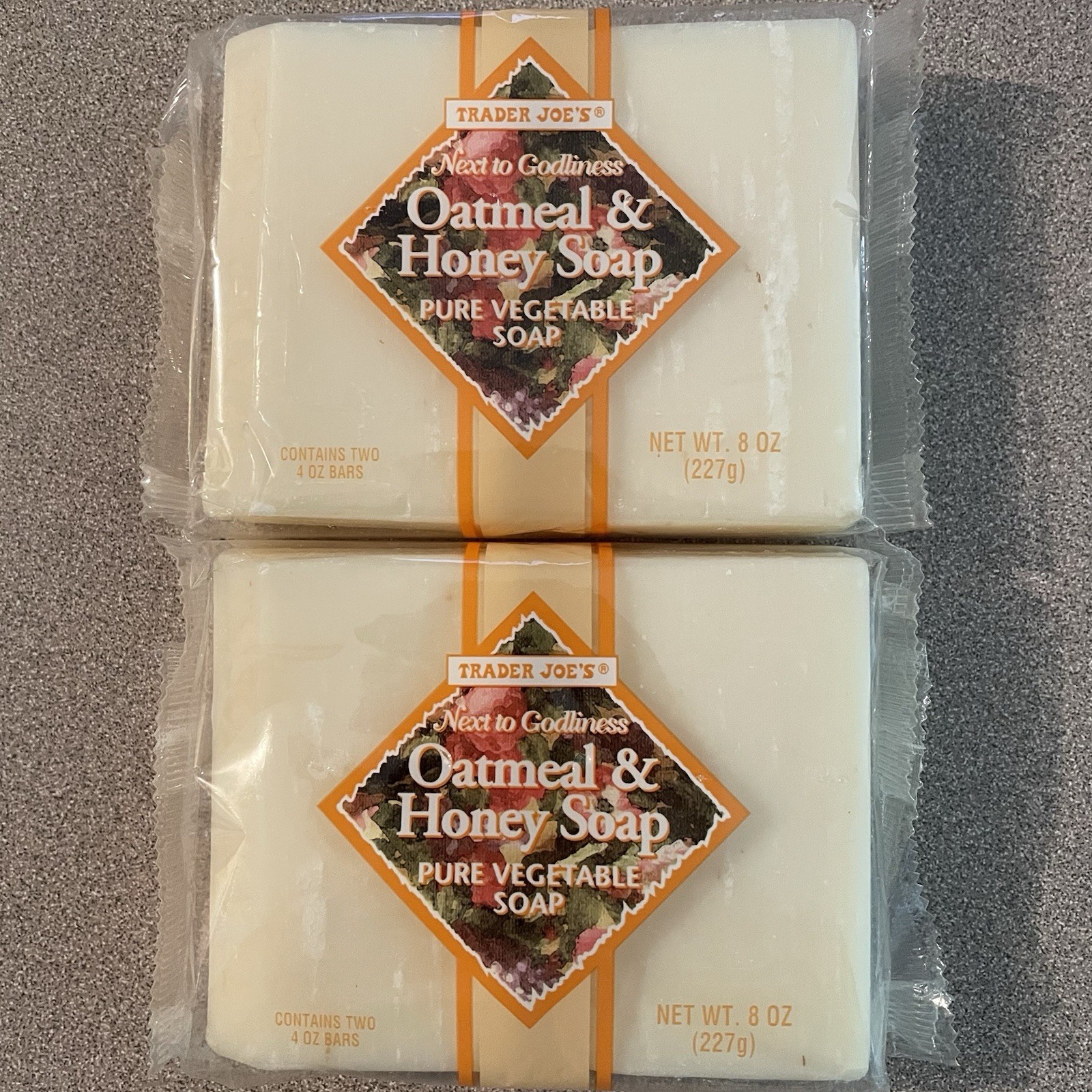 Trader Joe’s Oatmeal & Honey Vegetable Soap (2 pack with 4 bars as seen picture)