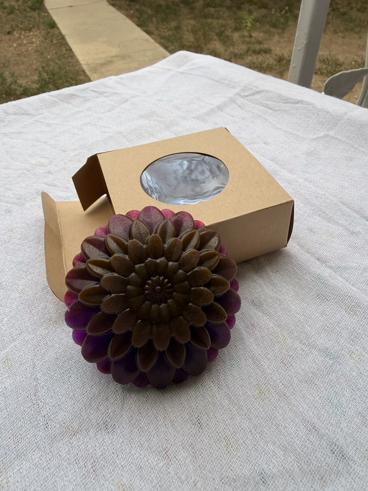 Purple & Brown Floral Flower-Shaped Body Bar Soap for Body & Hands Men Women
