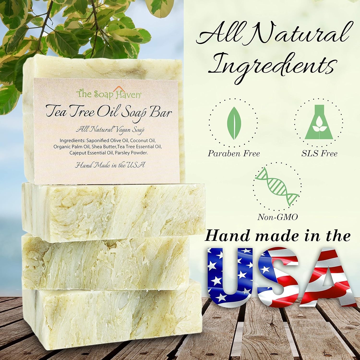 Deep Moisturizing Tea Tree Oil Soap (4 Bars) – Perfect for All Skin Types