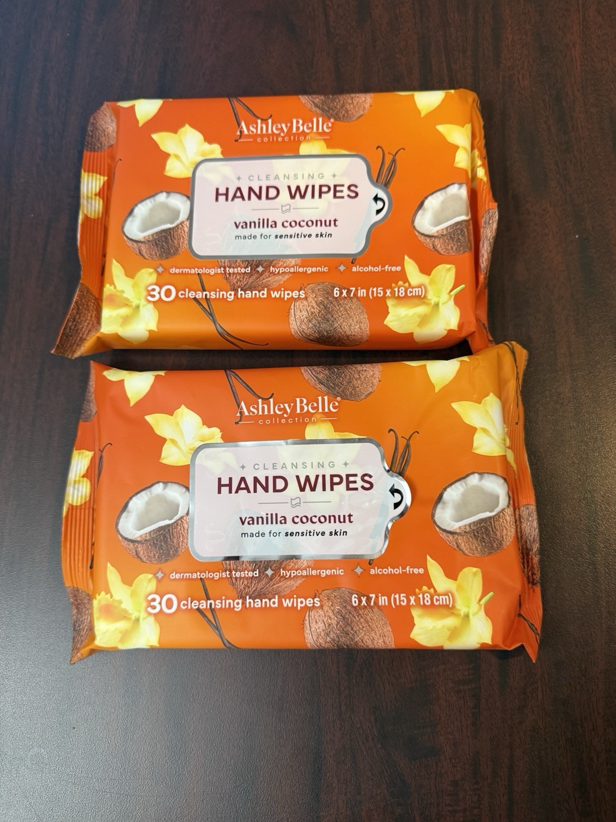 Ashley Belle Cleansing Adult Hand Wipes Vanilla Coconut For Sensative Skin