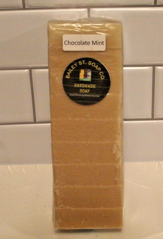 Chocolate Mint Cold Processed handmade soap loaf, 9 precut bars- FREE Shipping