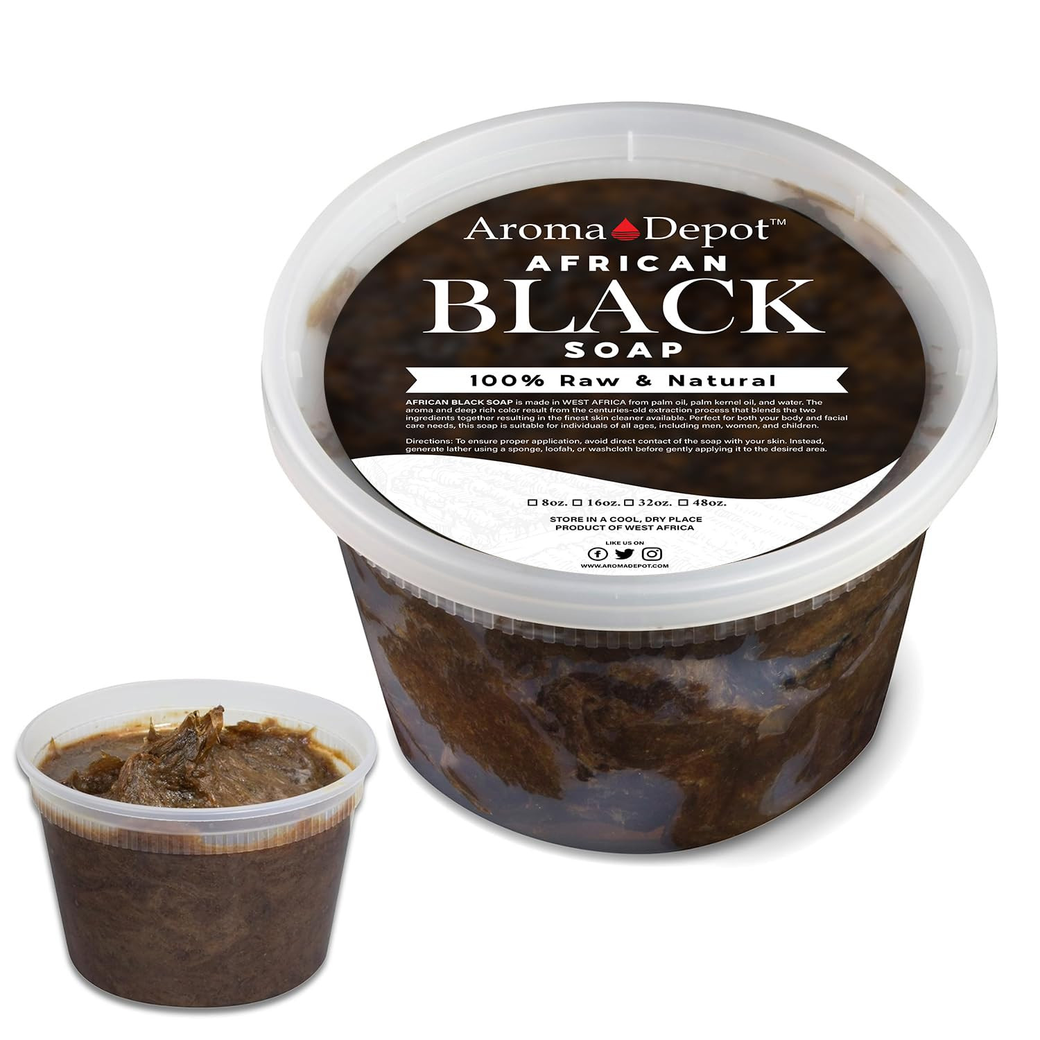 African Black Soap Paste 16 Oz 100% Natural Raw Soap for Acne, Eczema, Psoriasis