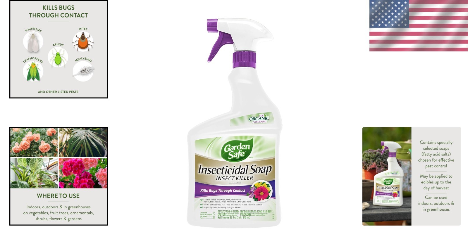 Environmentally Friendly 32 fl oz Insecticidal Soap for Indoor/Outdoor Gardens