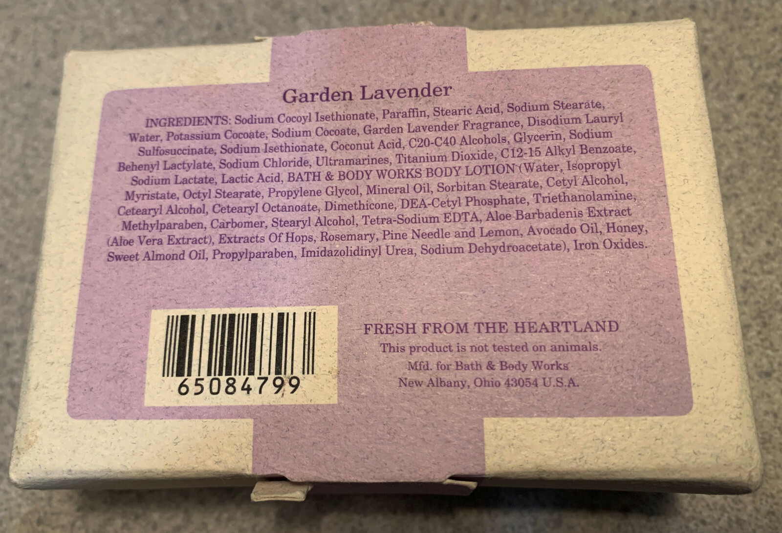 BAR OF BATH SOAP GARDEN LAVENDER MOISURIZING CLEANSING BAR 4.5 OZ NEW IN PACKAGE