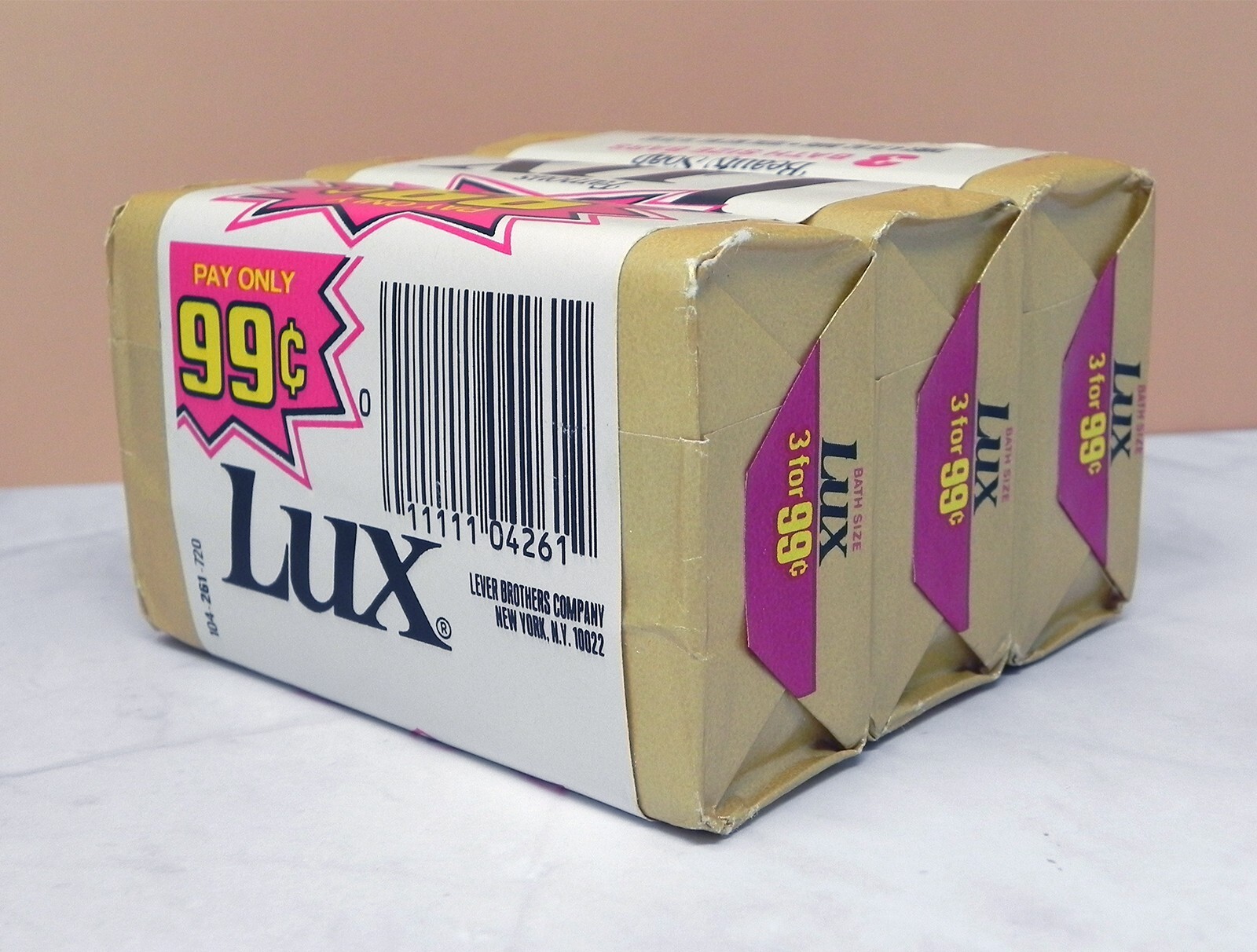 Vintage Famous Lux Beauty Soap 3-Pack Bath-Size Bar Soap 4.75 Oz. Each Bar