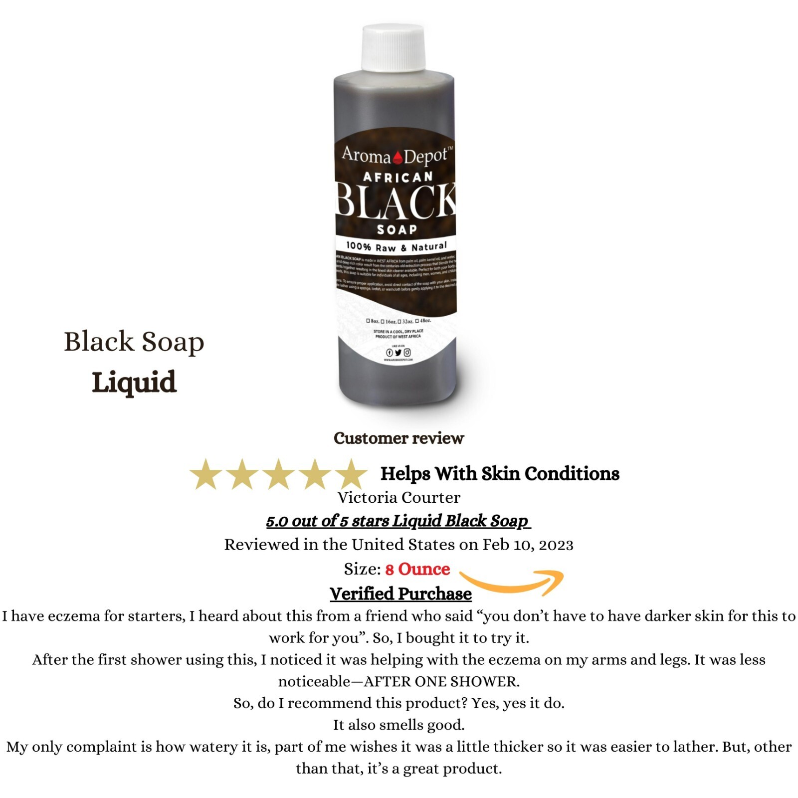 Liquid Black Soap 16 oz. Raw African Soap Natural Wash Face Body Hair Shampoo