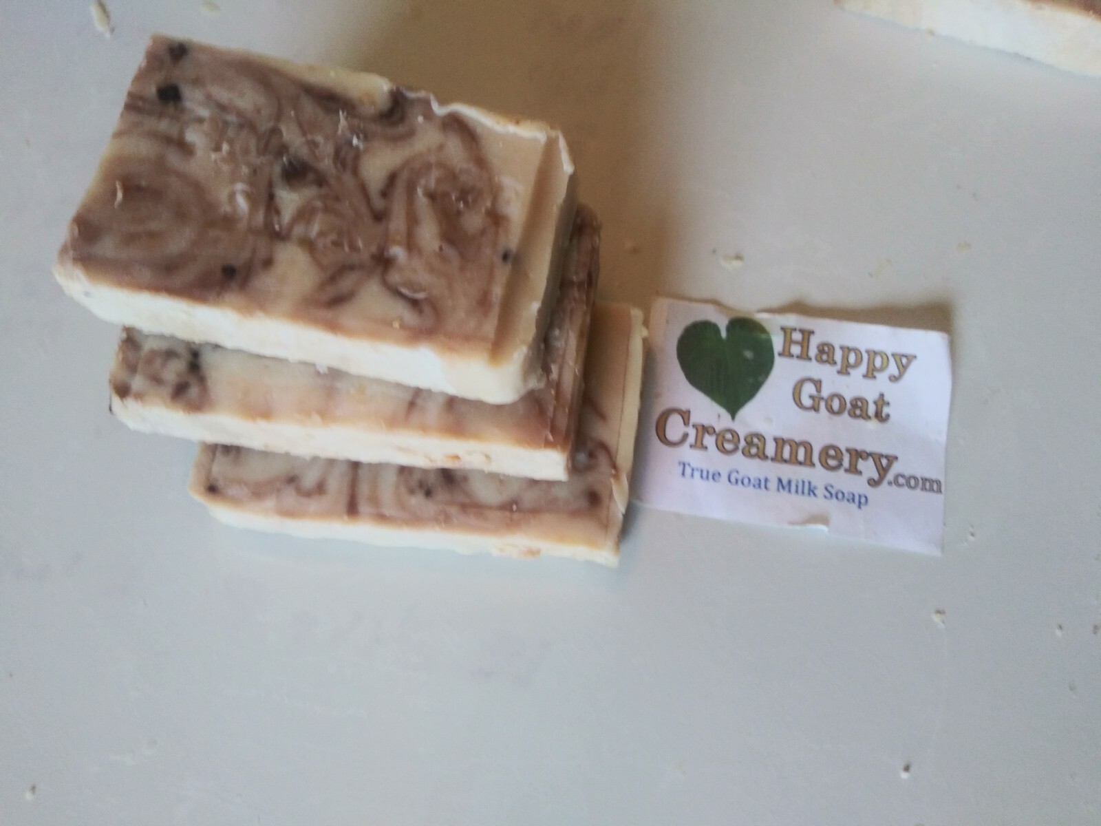 3 BARS CHOCOLATE SWIRL COCOA BUTTER GOAT MILK SOAP HAPPY GOAT CREAMERY