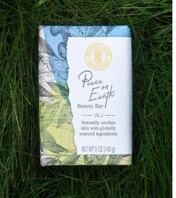 NEW! STONECLEAN Artisan (2-PACK) 5 Oz. Bar ●PEACE ON EARTH● Organic Beauty Soap.