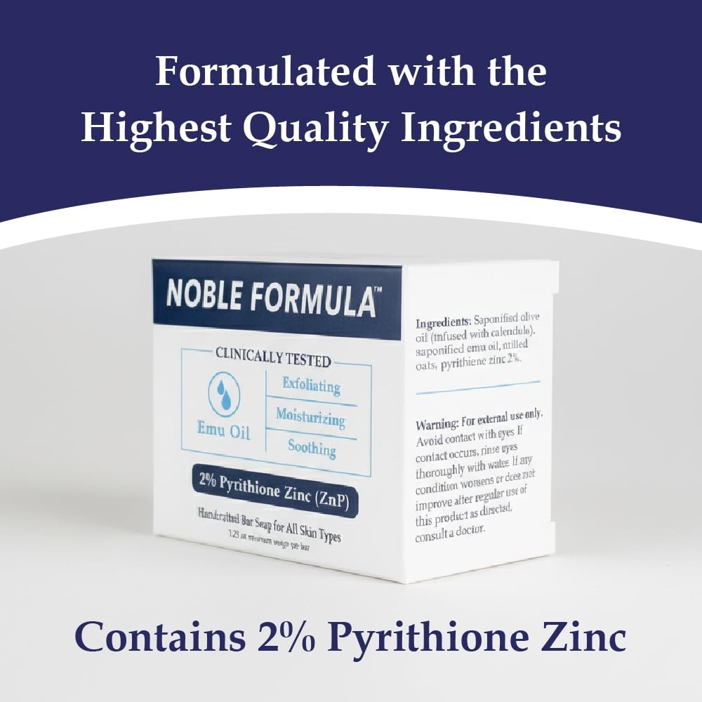 2% Pyrithione Zinc Emu Oil Soap for Acne, Psoriasis, Eczema, Daily Use, 3.25 oz