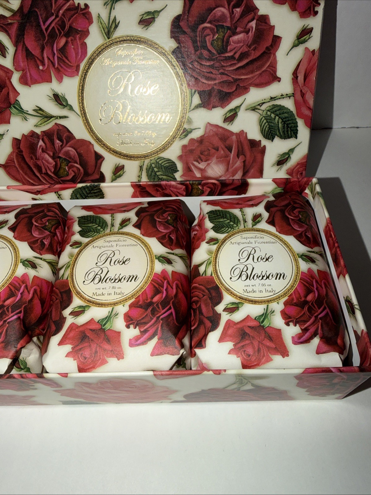SAPONIFICIO ARTIGIANALE FIORENTINO *ROSE BLOSSOM *3 x 7.05 ozHandmade TuscanSoap