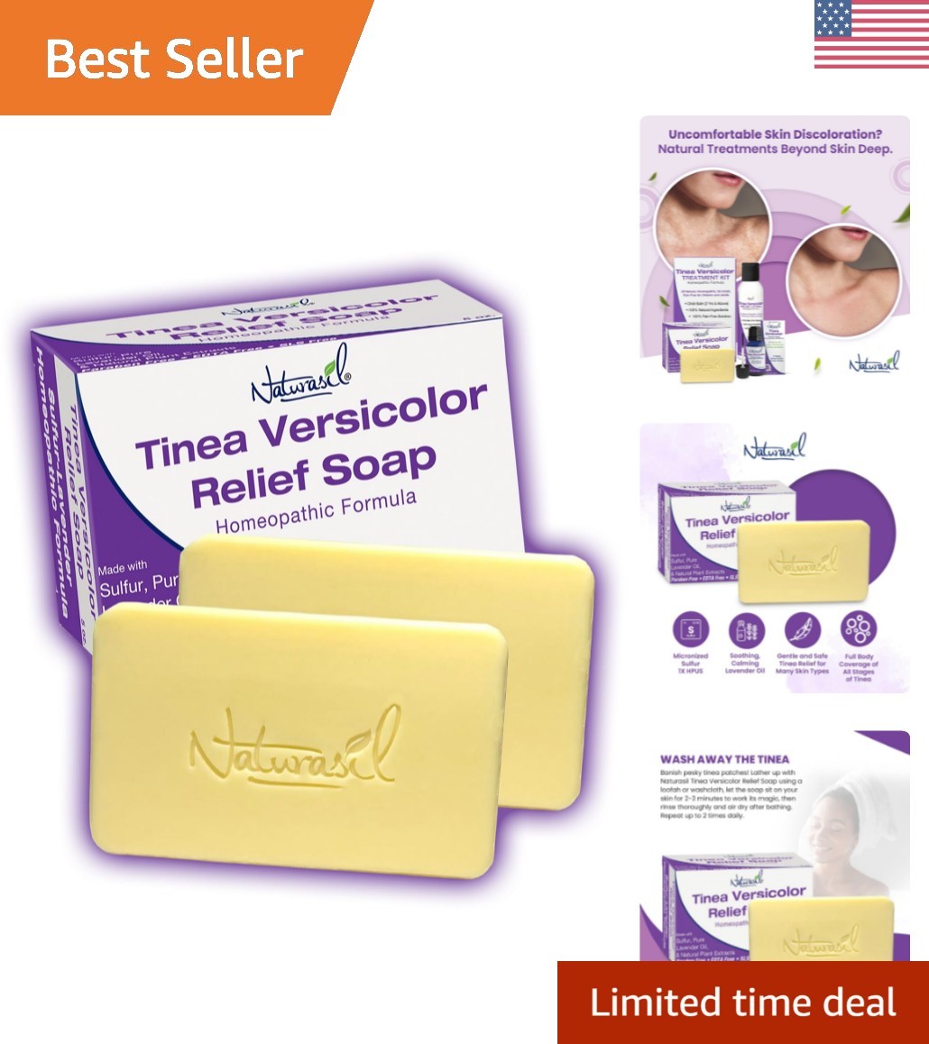 Homeopathic Antifungal Soap Pack – 2 x 5oz Bars, Restores Skin Pigment Naturally