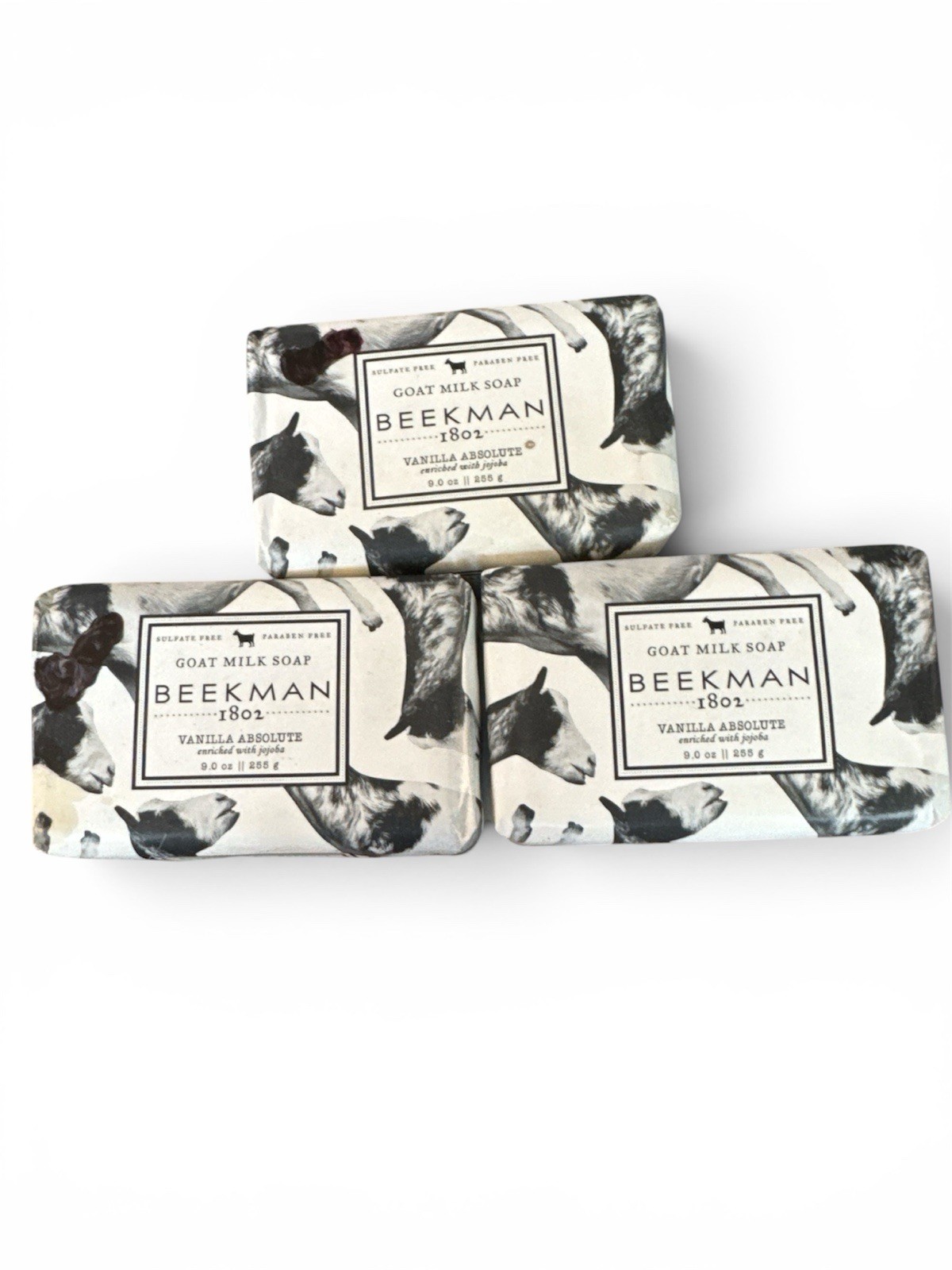 Lot of 3 Beekman 1802 Vanilla Absolute Goat Milk Bar Soap 9oz Full Size NEW
